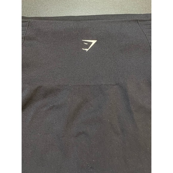 Gymshark Black Seamless Performance Leggings Mid Rise Front Hip Logo Nylon AW19 - Picture 12 of 13